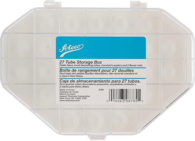 Ateco Tube Storage Box, 27-Compartments for Small & Medium Decorating Tubes