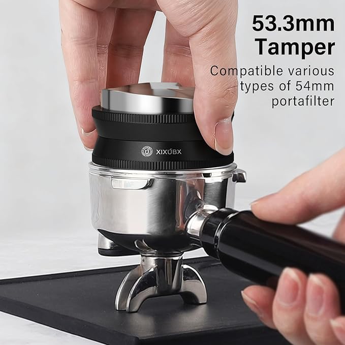53mm Espresso Tamper, Coffee Distributor and Tamper 304 Stainless Steel Espresso Hand Tamper, Adjustable Depth Espresso Distribution Tool, Professional Espresso Leveler Barista Tools