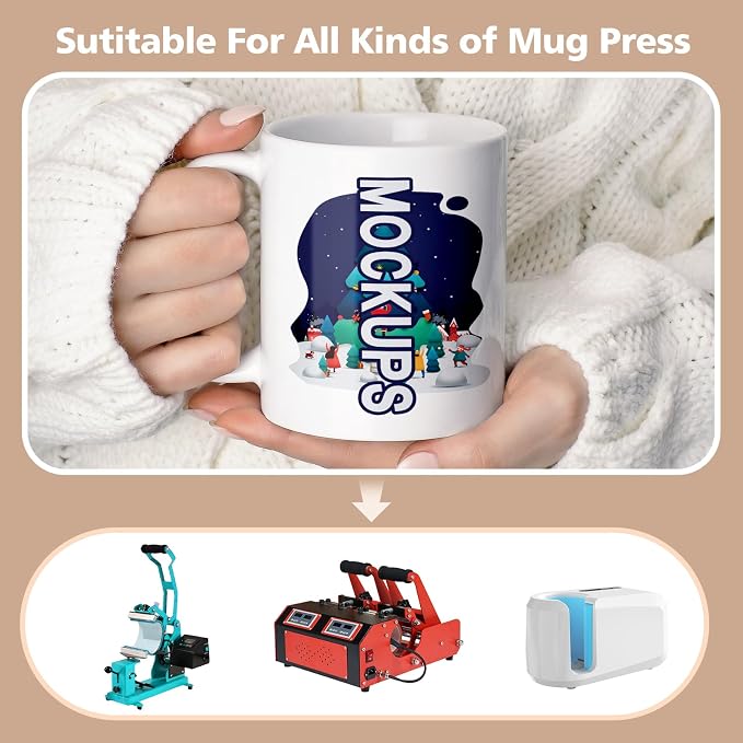 Dmsky Sublimation Coffee Mugs Tazas para Sublimar 11 oz Blank Bulk Coffee Mug White Ceramic Photo Cups with Box, Heat Tape, Sublimation Paper Ideal for Crafts Printing Set of 12 - Image 5