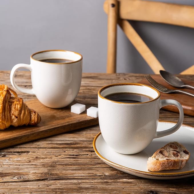 AmorArc 12oz Coffee Mugs, Ceramic Coffee Mugs set of 6 for Man, Woman, Dad, Mom, Modern Coffee Mugs with handle for Latte/Cappuccino/Milk/Cocoa. Dishwasher&Microwave Safe, White-Reactive Glaze - Image 4