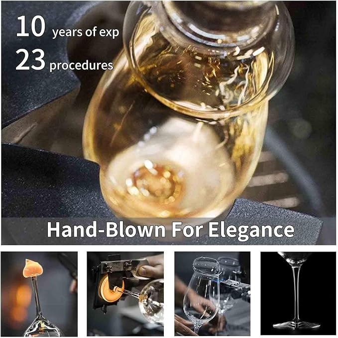 JBHO Set of 4-21 Ounce Hand Blown Italian Style Crystal Burgundy Wine Glasses - Lead-Free Premium Crystal Clear Glass - Gift-Box for any Occasion - Image 9