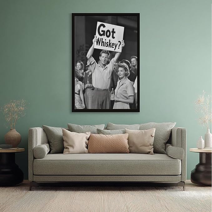 Got Whiskey, Black And White , Alcohol Speakeasy Poster, Prohibition, Protest Art Canvas Poster Wall Art Decor Print Picture Paintings for Living Room Bedroom Decoration Black Frame 16x24in(40x60cm) - Image 5