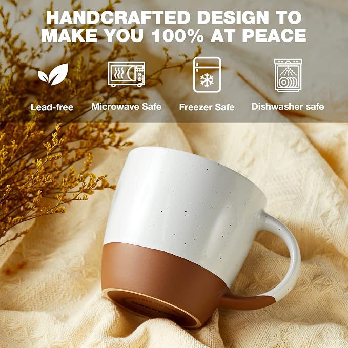 Morandi Color Ceramic Coffee Mugs Set of 6 (Large),18 oz Coffee Cups with Handle, Latte Mug, Big Mug for Women, Men, Great for Tea Hot Chocolate, Microwave Safe, Modern, Unique Style for Any Kitchen - Image 5