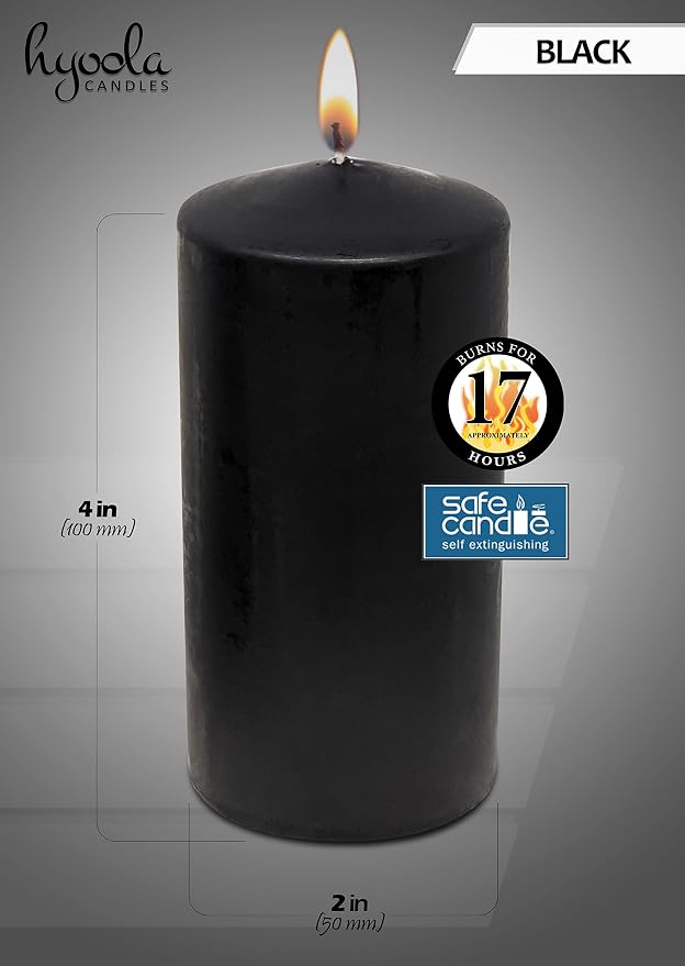 Hyoola Black Pillar Candles 2x4 Inch - 4 Pack Unscented Pillar Candles - European Made - Image 3