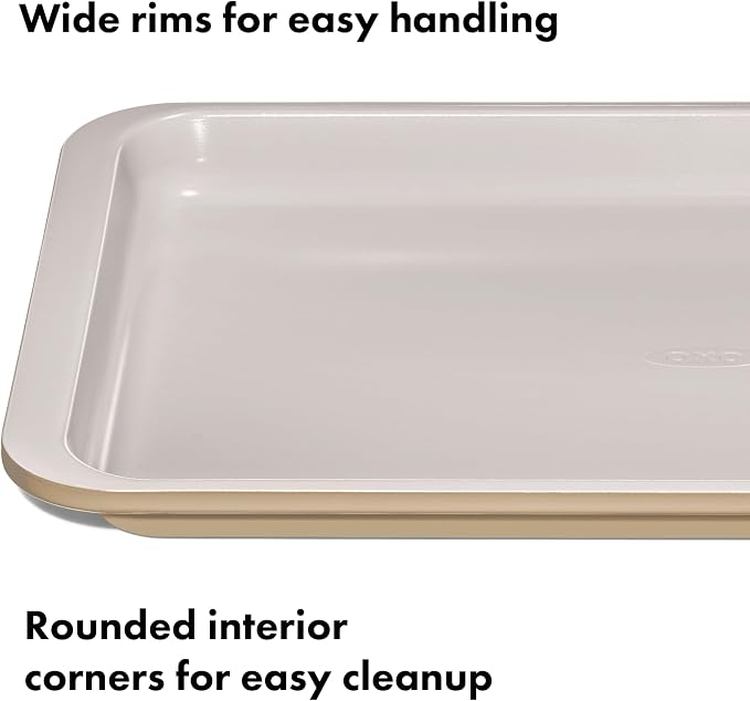 OXO Good Grips Non-Stick Pro Ceramic Coated Metal Bakeware Quarter Sheet Pan – Biscuit - Image 5