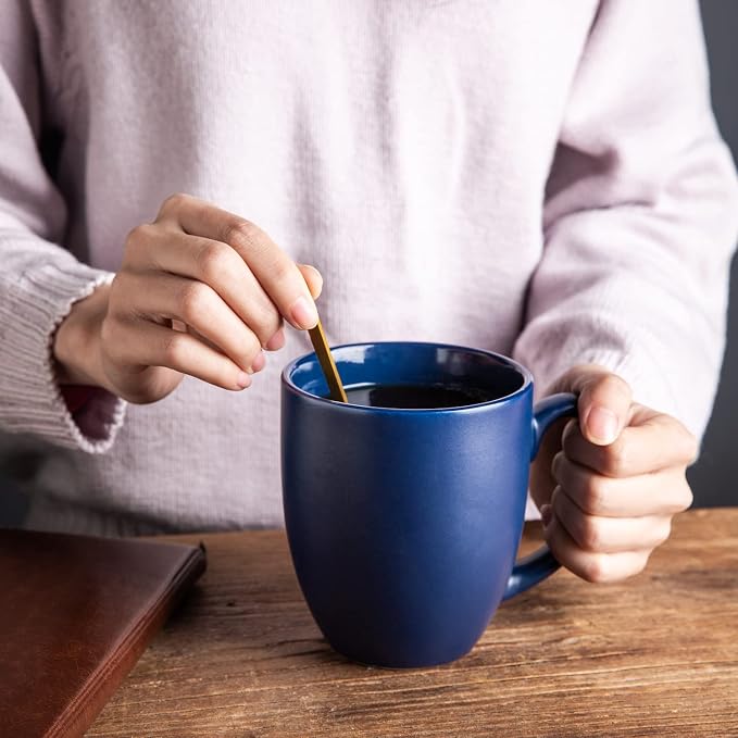 AmorArc 16oz Coffee Mugs Set of 6, Large Ceramic Coffee Mugs for Men, Women, Dad, Mom, Modern Coffee Mugs With Handle For Tea,Latte,Cappuccino,Cocoa. Dishwasher&Microwave Safe, Matte Blue - Image 2