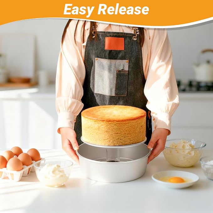 Beasea Round Cake Pans, 2 Pack 10 Inch Aluminum Alloy Large Cheesecake Pan with Removable Bottom, Layer Cake Tin Mold for Baking Oven - Image 5