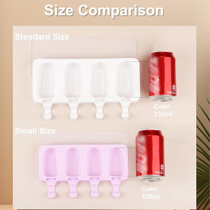 3 Set Violet Popsicles Molds with Lids and 100 Pcs Wooden Popsicles Sticks, Standard Size 4 Cavities Silicone Ice Pop Molds for Making Cakesicles, Cake Pops, Ice Cream - BPA Free