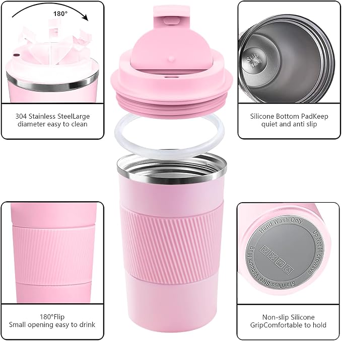 Insulated Travel Coffee Mug, Stainless Steel Coffee Cup with Leakproof Lid | Double-wall insulation keeps drinks hot or cold for hours, with a leakproof lid and portable stainless steel design - Image 2