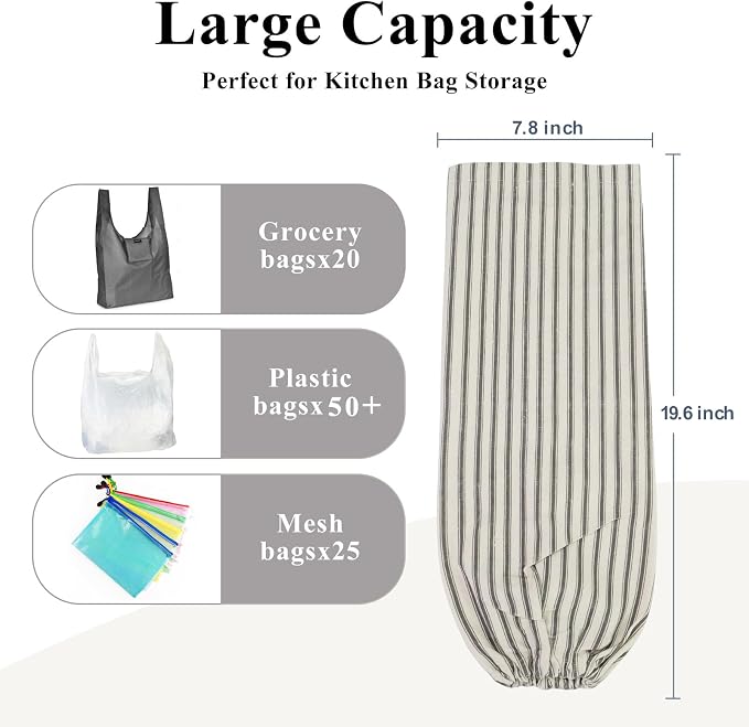 Plastic Bag Holder, Wall Mount Grocery Bag Holder, Reusable Trash Bags Organizer for Home Kitchen Pantry Decor (Black) - Image 3