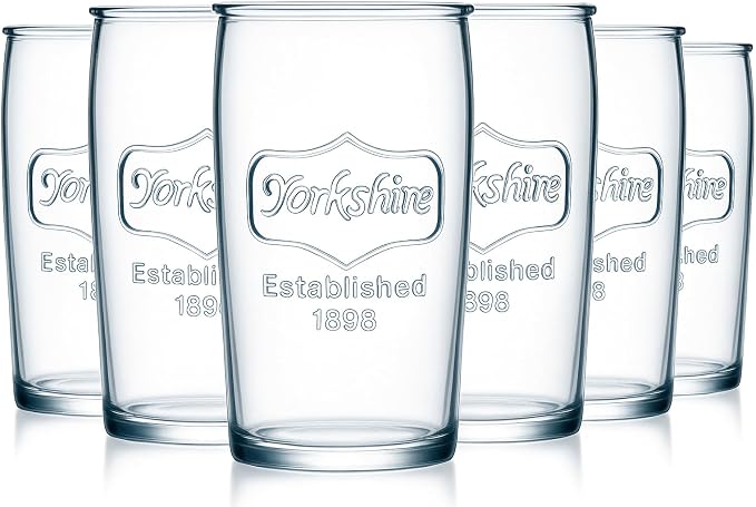 kitchentoolz Mason Drinking Glasses Set of 6 - Yorkshire Tumbler 16 oz Glassware Cups for Cold Drinks, Iced Tea, Water, Cocktails - Classic Mason Jar Style by KITCHENTOOLZ