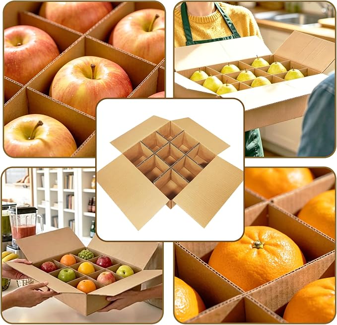 4 Sets Moving Boxes with Divider Kits, 12.5x12.5x4.5 Inches Glassware Dish Packing Boxes Includes 16 Corrugate Dividers & 36 Foam Pouches, Kitchen Moving Boxes for Shipping, Storage, Coffee Mugs - Image 6