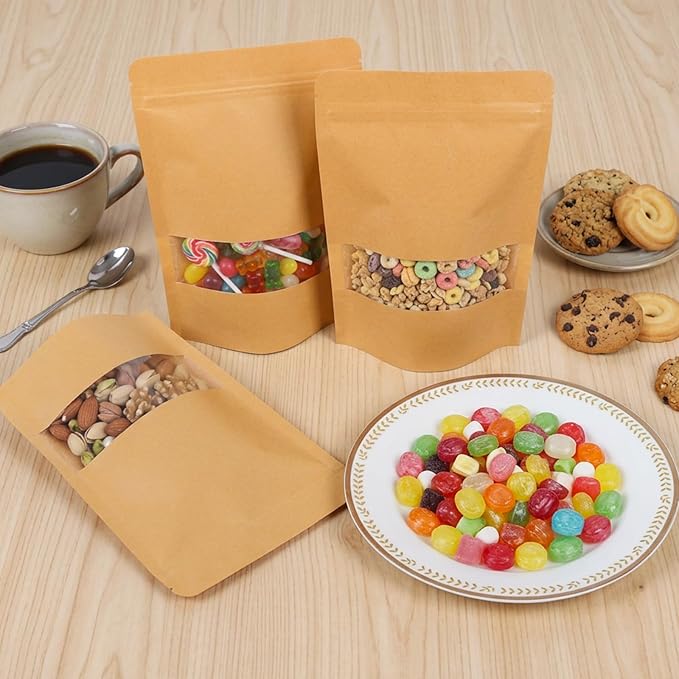 Moretoes 72pcs 5.9x8.6in Resealable Bags for Small Business&Home Packaging | Stand Up Pouches, Ziplock Bags with Window, Home & Small Business Packaging for Granola, Coffee, Snacks, Herbs, Dried Goods - Image 6