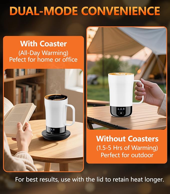 Self-Heating Coffee Mug, 14oz Heated Coffee Mug - Rechargeable Temperature Control Coffee Mug Keep Coffee Hot, Smart Mug Great Gift for Coffee Lovers & Slow Sippers - Image 3