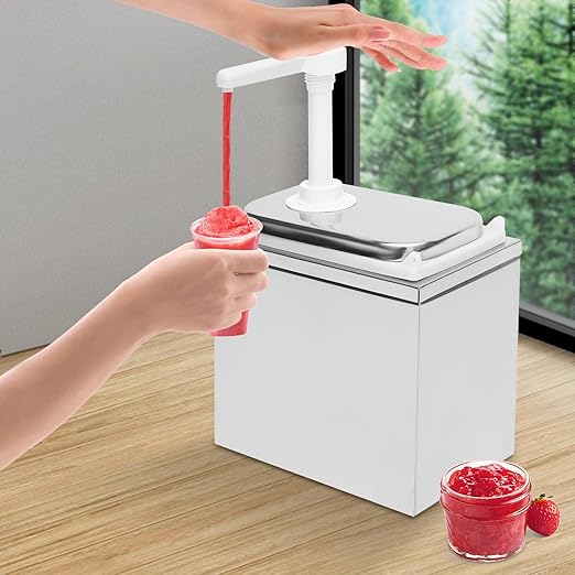 Sauce Pump Dispenser, 2L/2.11QT Stainless Steel Squeeze Ketchup Dispenser Pump with Inside Box, Commercial Condiment Pump Station, Syrup Station Container for Home Kitchen Hotel Milk Tea Coffee Shop