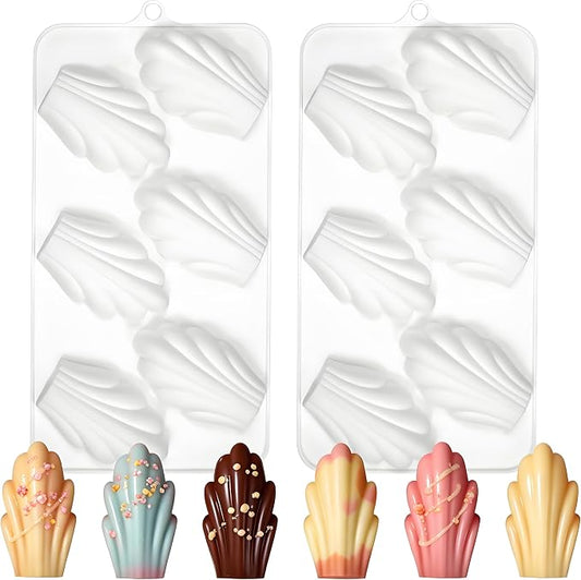 Silicone Madeleine Mold Pan Set of 2, Shell Shape Baking | 8-Cavity per Mold, 22.3 x 11.8 cm, Non-Stick Surface, For Chocolate & Cookies, Flexible Release by Fchil