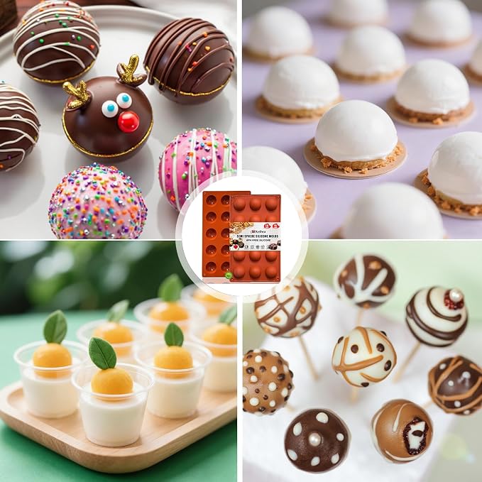 Small 15-Cavity Semi Sphere Silicone Molds Non-Stick,2 Packs Half Sphere Silicone Baking Molds for Making Jelly, Chocolates and Cake - Image 6