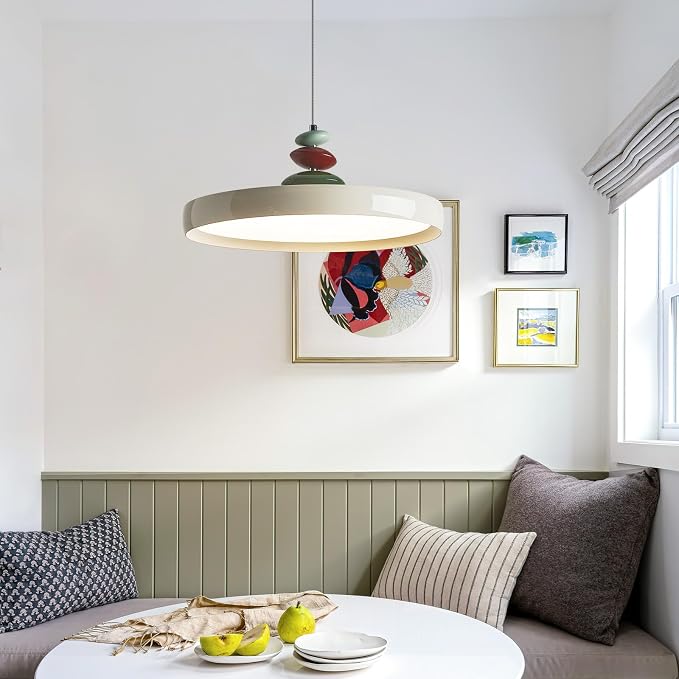 Modern Pendant Lights,White 16" LED Pendant Lighting Fixture with Remote Control Dimmable 3 Color Mode & Brightness, Adjustable Hanging Lamp for Kitchen Dining Room Bedroom Kitchen Island - Image 2