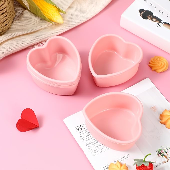 12 Pcs Mother's Day Heart Shaped Cake Pans Pink Red Silicone Mini Heart Cake Mold Nonstick Dessert Pan Chocolate Baking Tray Bakeware for Mother's Day Birthday Cupcake Muffin Tool(Pink,4'') - Image 4