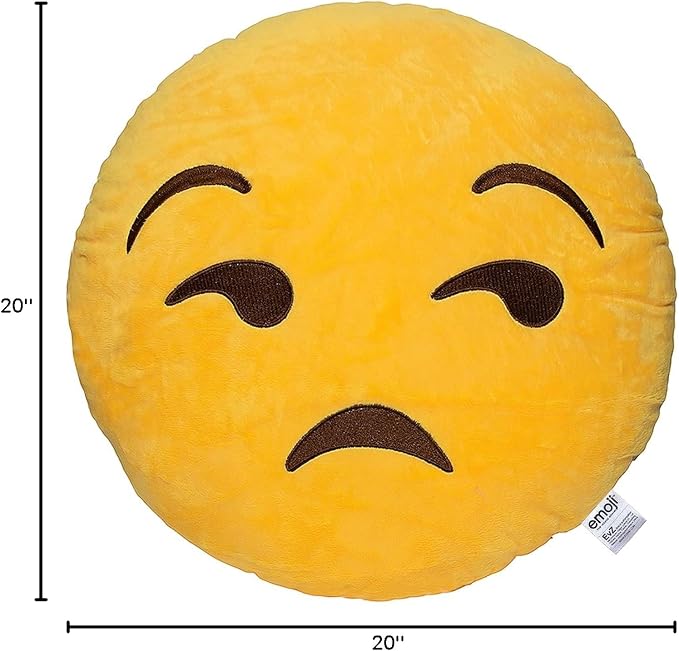 EvZ Official Certified Unamused Plush Pillow - 32cm Large Soft Rolling Eyes Emoticon Cushion - Funny Sassy Decorative Stuffed Toy for Office Humor, Room Decor & Moody Gift (Yellow) - Image 4