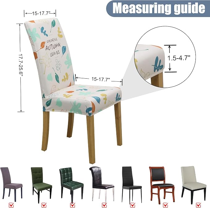Dining Chair Covers, Stretch Seat Covers, Washable Furniture Protector | 6 Pack, Washable, Stretch Fit, Soft, Non Slip, Dining Chair Covers, Seat Protector, Furniture Protector - Image 5
