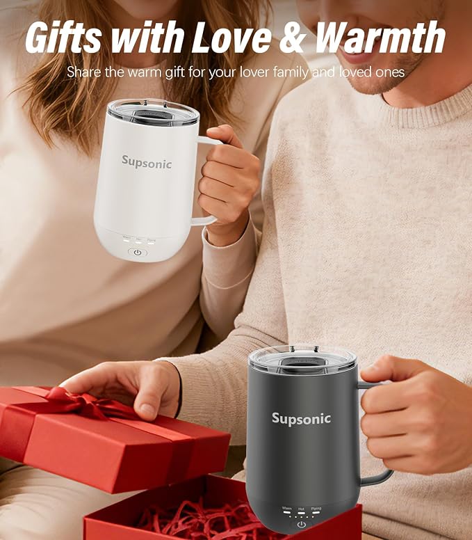 Supsonic - 16oz Self Heating Coffee Mug, Smart Heated Coffee Mug Faster Direct-Contact Heating Up to 149°F, Coffee Mug Warmer Set with Auto Shut-Off - Gifts for Men Women | S2 - Image 5