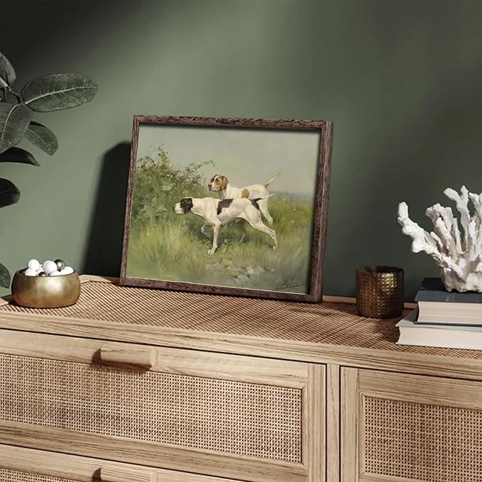 XOCUUI Wall Art Unframed Canvas for Living Room - Retro Twin Dogs Home Wall Decor Eclectic Vintage Landscape Artwork Prints Home Decor Gallery Picture Oil Painting Boho Animal Bedroom Office 11x14In - Image 7