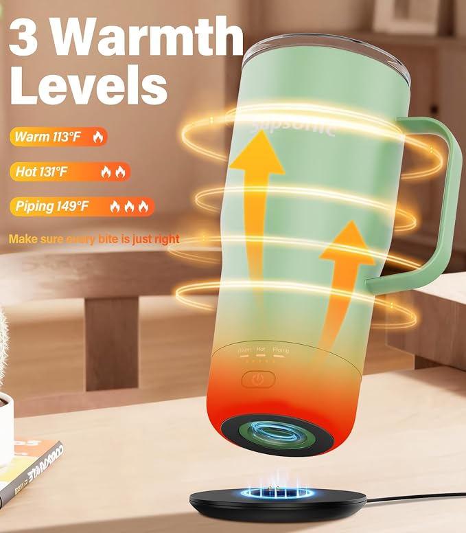 Supsonic Heated Coffee Mug Rechargeable, 20oz Long-Lasting Battery (S3) | Dry-burn protection, 2Hr auto-off, 3-Temp settings, Constant temperature, Inner stainless steel, Warm gift for men women - Image 2