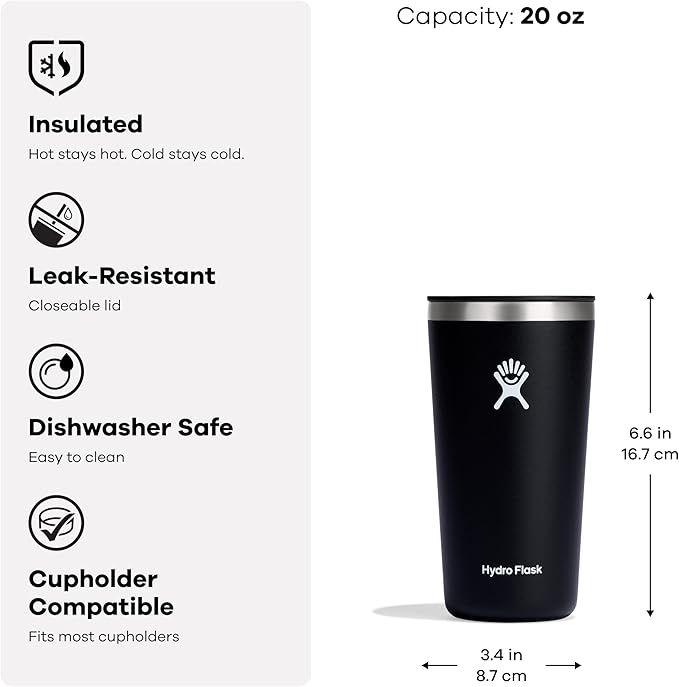 Hydro Flask All Around Tumbler Press-in Lid, Insulated Travel Mug, Stainless Steel Coffee Cup 20 Oz Trillium Pink - Image 6