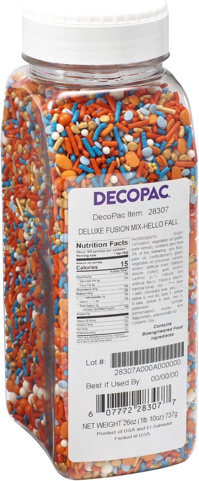 DecoPac Fall Deluxe Fusion Mix Sprinkles, 26oz, Shaped Candy Sprinkles in Handheld Container, Edible Decorations For Thanksgiving Celebration Cakes, Cupcakes, Cookies and Donuts by Decopac