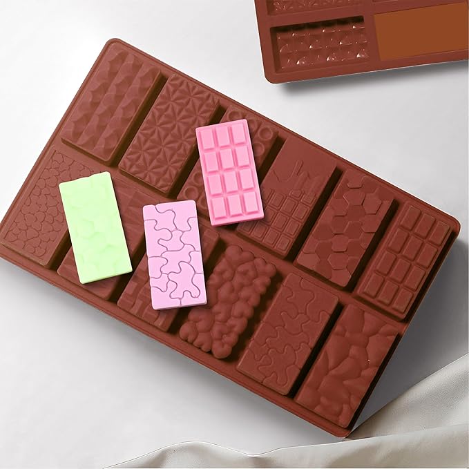 2Pcs Dubai Chocolate Bar Pistachio Deep Molds, Stuffed Candy Bar Molds for Dubai Chocolate Bar Pistachio, Large Break Apart Chocolate Molds,1Inch Thick Chocolate Molds, Ice Cube Deep Mold