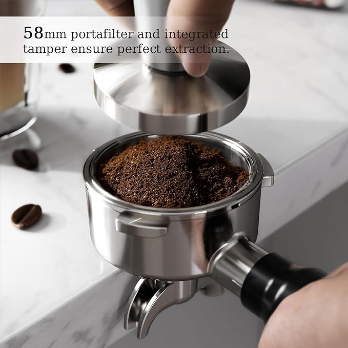 Kismile 15 Bar Espresso Machine with Built-in Grinder and Milk Frother, Automatic Coffee Maker for Home Latte & Cappuccino