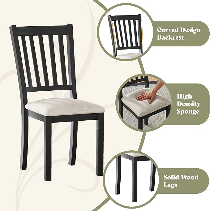 AMERLIFE Set of 8 Farmhouse Upholstered Dining Chairs with Wood Legs, Grey | Curved Backrests, Padded Upholstery, Solid Wood Legs, Kitchen Dining Chairs, Farmhouse Style - Image 4