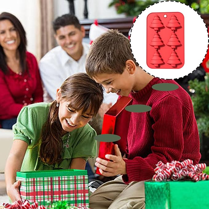 1 Pcs Christmas Silicone Molds for Chocolate Xmas Tree Shape Candy Soap Baking 12-Cavity Reusable Molds for Making Gummy Candy Gelatin Ice Cubes Biscuits Cake Decorating