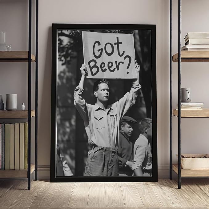 UXCBIA Black And White Beer Protest, Speakeasy, Retro Prohibition Poster Canvas Poster Wall Art Decor Print Picture Paintings for Living Room Bedroom Decoration Black Frame 12x18in(30x45cm) - Image 4