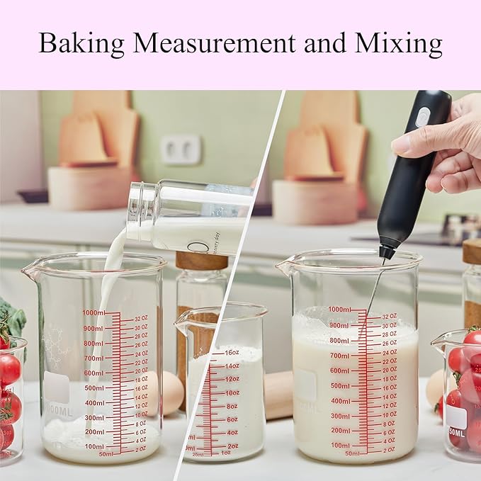 High Borosilicate Glass Measuring Cup Set-V-Shaped Spout，Includes 250ml(8OZ), 500ml(16OZ), and 1000ml(32OZ) Glass Measuring Beaker, Easy to Read
