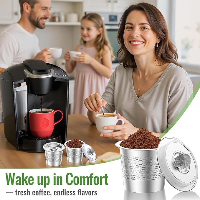 CAPMESSO Reusable K-Cups for Keurig: Upgraded Dual-Mesh Reusable Coffee Pods for Richer Coffee NO Grit - Universal Stainless Steel Coffee Filter for Keurig 1.0 Coffee Maker, Eco-Friendly (2 Pack)