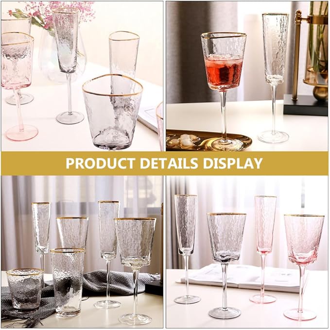 ibasenice European Style Hammered Crystal Sparkling Wine Glass with Golden Edge, Elegant Glassware for No Oxidation and No Discoloration, for Home Dining and Bachelorette Parties - Image 9
