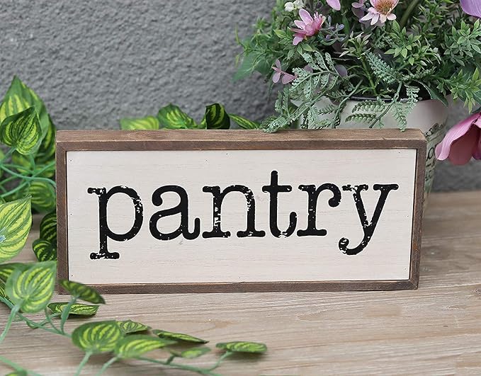 Pantry Rustic Wood Block Signs For Kitchen, Farmhouse Pantry Sign For Home Decor - Image 2
