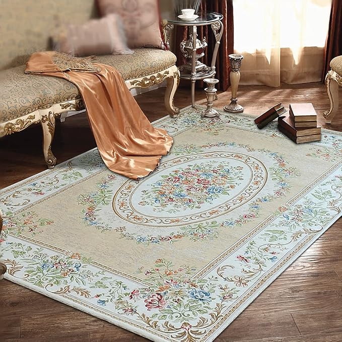 Home Collection Floral Design Modern Large Carpet for Living Room/Dining Room Floor, 5' x 7', Beige Garden by Ukeler