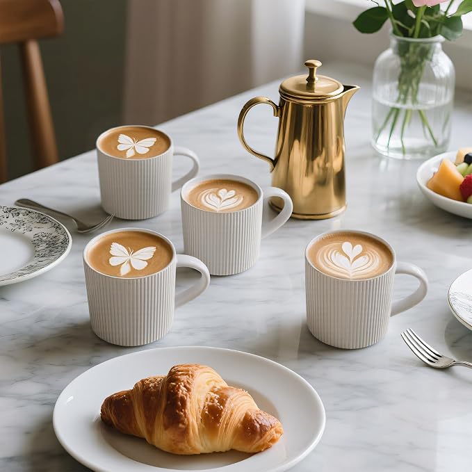 DeeCoo Matte White Coffee Mugs Set of 4, 12 Ounce Mug with Handles, Ceramic Stoneware Catering Coffee Cups, Porcelain Mugs Sets for Coffee, Tea, Hot Cocoa, Milk, Microwave and Dishwasher Safe - Image 2
