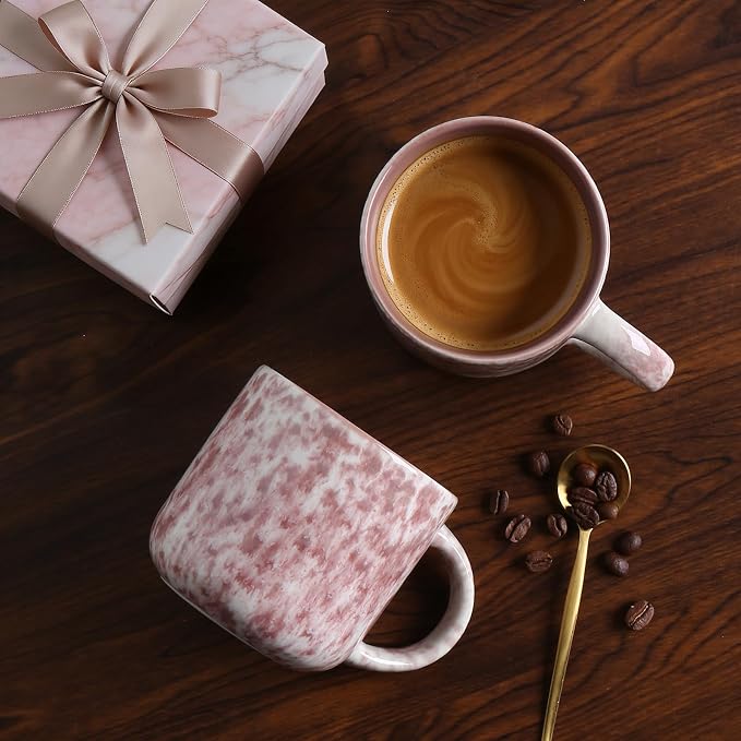 MONITO 12 OZ Coffee Mugs Set of 4, Ceramic Coffee Mugs,Modern Coffee Mugs Set with handle for Tea/Latte/Cappuccino/Milk/Cocoa. (Red, 4 Count（Pack of 1）) - Image 7