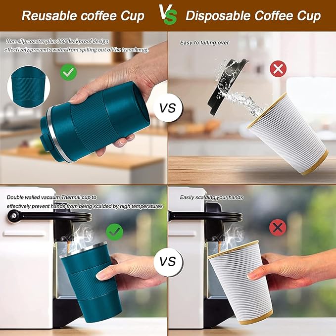 Insulated Travel Coffee Mug, Stainless Steel Coffee Cup with Leakproof Lid | Double-wall insulation keeps drinks hot or cold for hours, with a leakproof lid and portable stainless steel design - Image 5