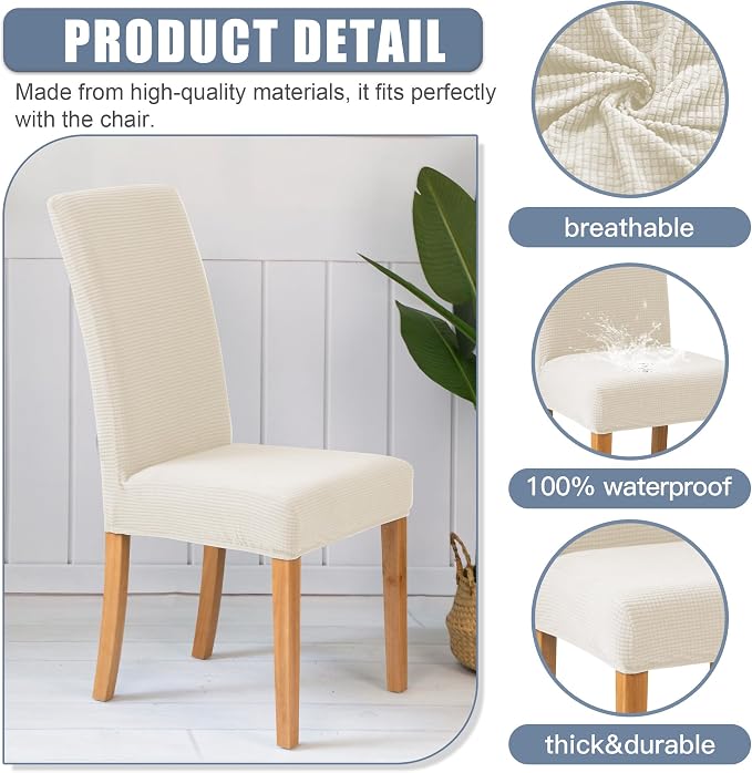 BIETYONE Waterproof Dining Chair Covers, Stretch Seat Protector, Washable | 6 Pack, Waterproof, Spill Resistant, Washable, Stretch Fit, Easy Clean Chair Protector - Image 3