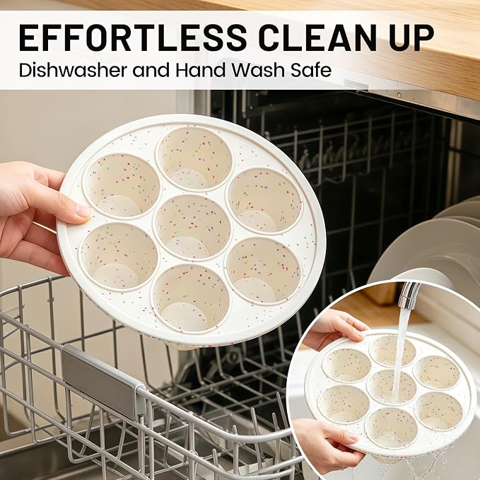 Vinino Silicone Air Fryer Muffin Pan with Reinforced Frame, Egg Bite Mold | 7 Cup Air Fryer Accessories, Silicone Muffin Pans for Oven, Perfect for Egg Bites, Muffins, Tarts and Quiche, BPA-Free, Cream - Image 7