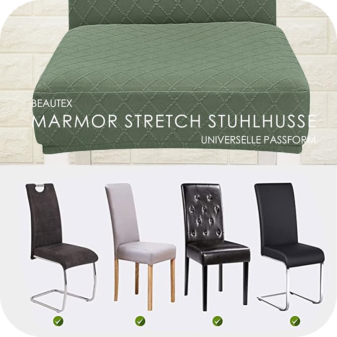 FORCHEER Chair Covers for Dining Chairs Set of 4,Jacquard Green Stretch Dining Room Chair Cover Kitchen Parsons Chair Slipcovers (Pack of 4, Jacquard Green) - Image 7