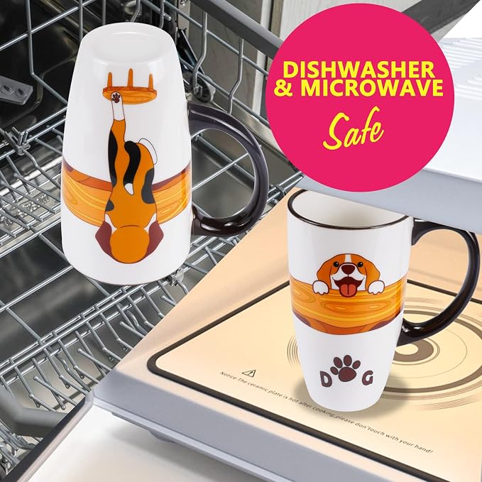 Ceramic Coffee Mug Porcelain Novelty Dog Mug for Dog Lover 20 oz Large Tea Mugs Birthday Gifts for Women Men Mom Dad Kids Teacher and Best Friends Give for Christmas Housewarming Holiday White - Image 4