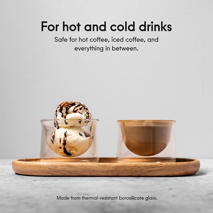 FLUR Latte Glass (Set of 2): For Lattes and Milk Drinks - Makes Latte Art Easier - Double-Walled Borosilicate Glass - Handmade - 7oz (Clear) - Image 2