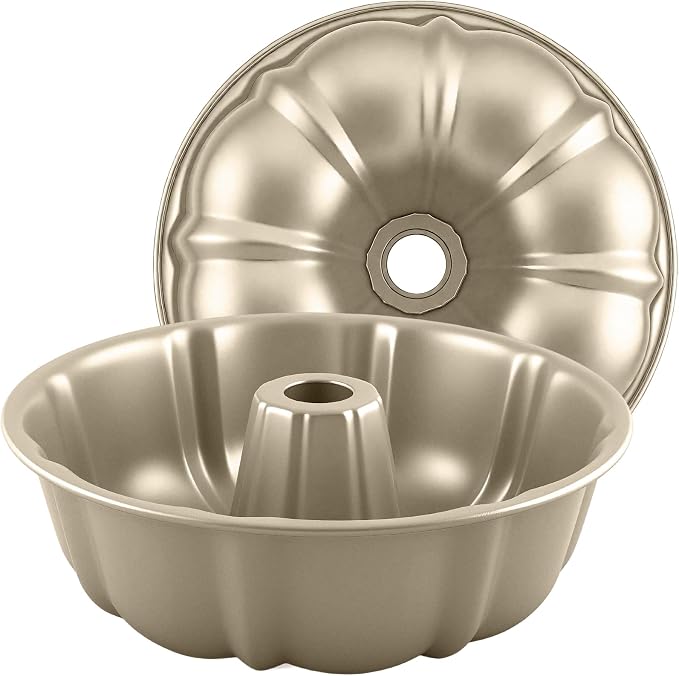 10” Cake Pan 2-PACK, Nonstick Round Cake Baking Pan, Buntz Pound Cake Mold,Tube Bakeware,Baking Mold for Jello/Gelatin/Chocoflan/Flan, Non Toxic, Easy Clean - Black by Shinsin