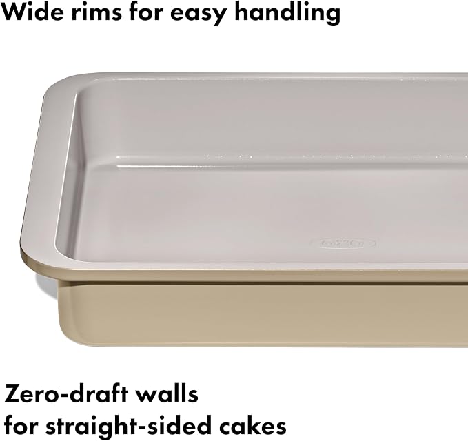 OXO Good Grips Non-Stick Pro Ceramic Coated Metal Bakeware 9” x 13” Cake Pan – Biscuit - Image 5